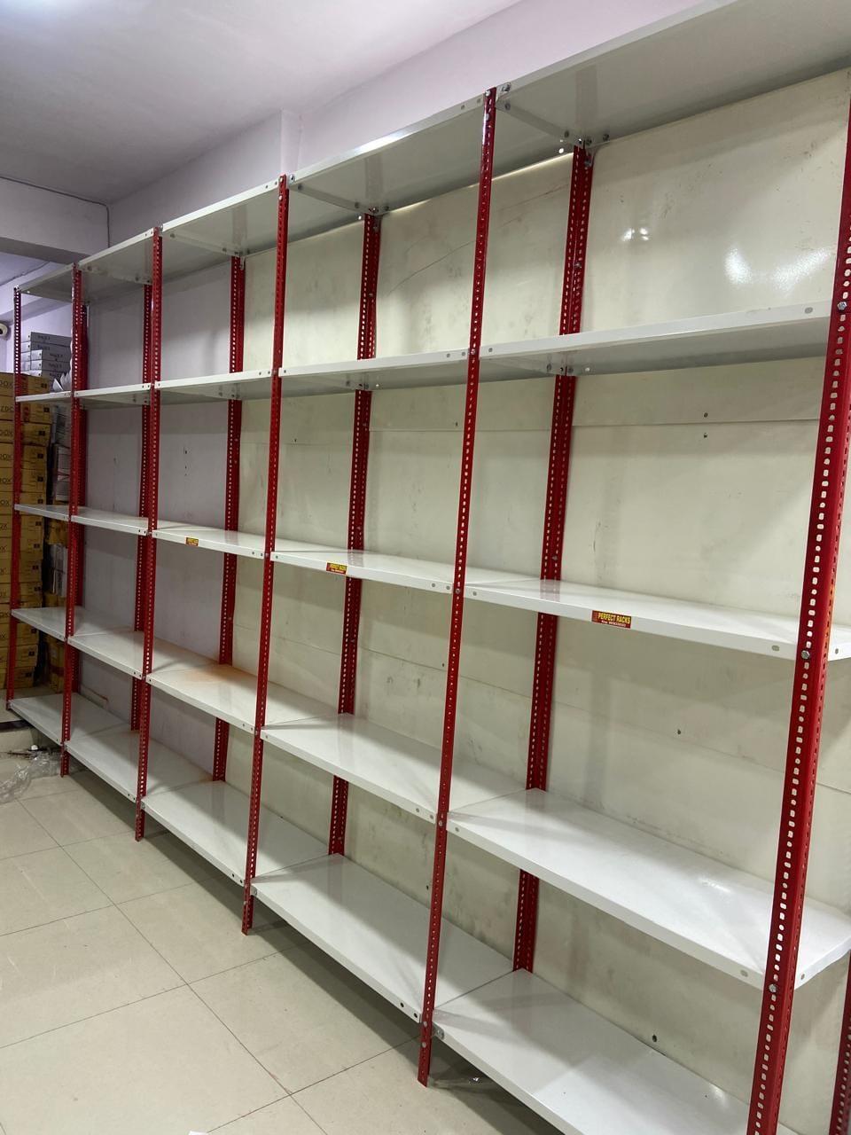 Wall racking for a wholesale shop fitted in Kanpur, Uttar Pradesh